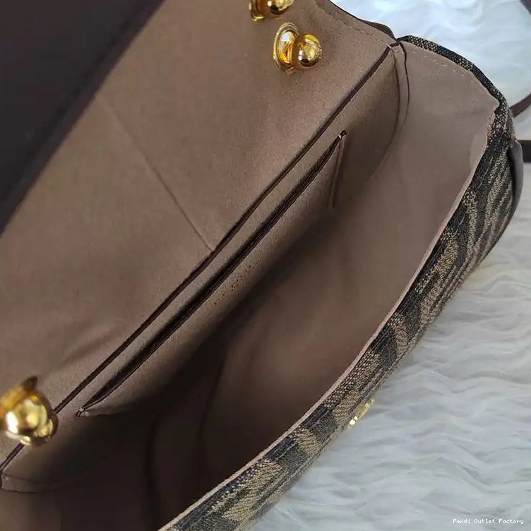 Vintage HOT In Bag Motif Brown Fabric Mini Fendi C'mon FF 0429